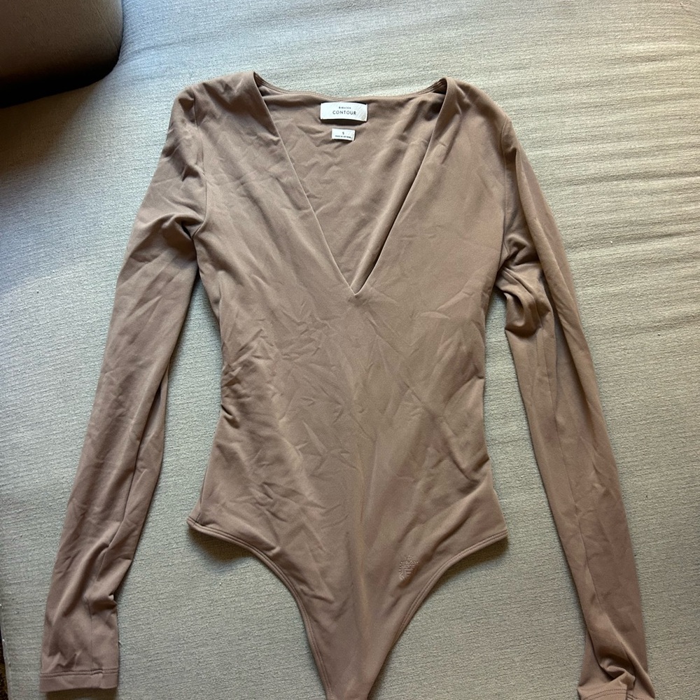 Aritzia Babaton Deep V-Neck Bodysuit - Brown